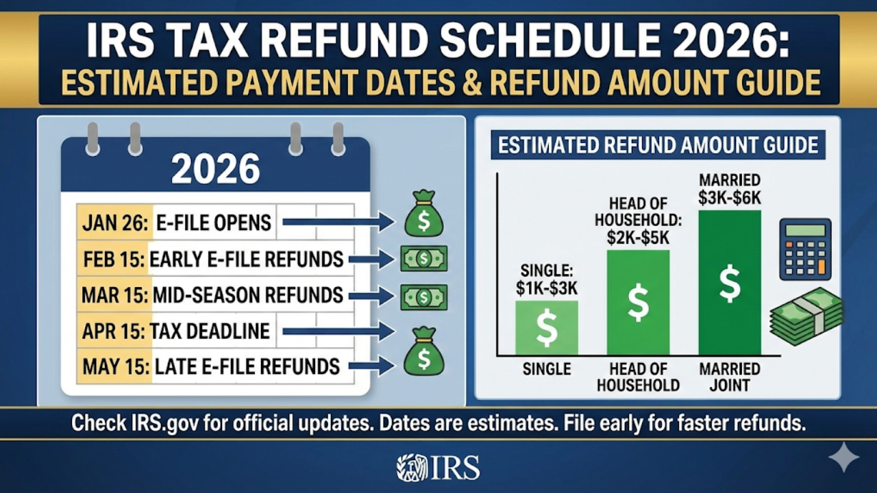 IRS Tax Refund Schedule 2026: Estimated Payment Dates & Refund Amount Guide